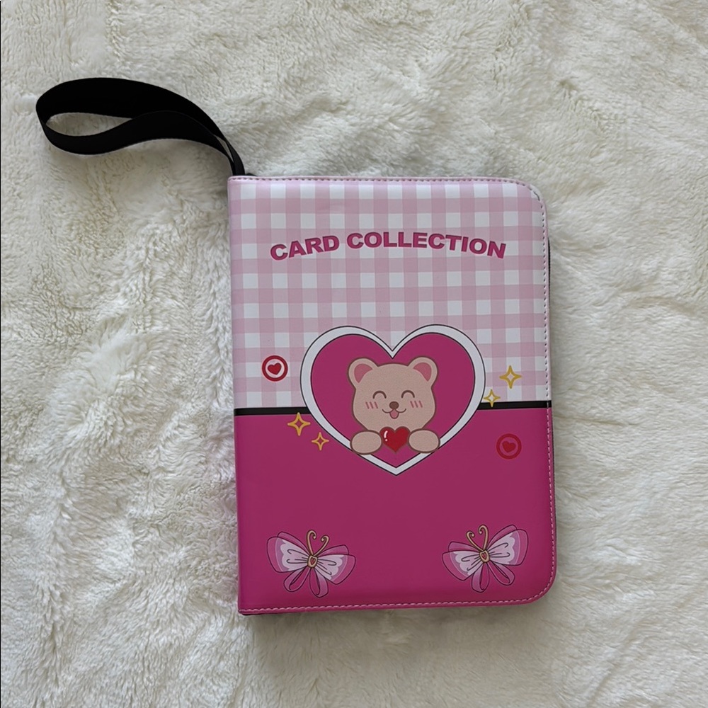 Pink Card Collection Holder with Bear Design